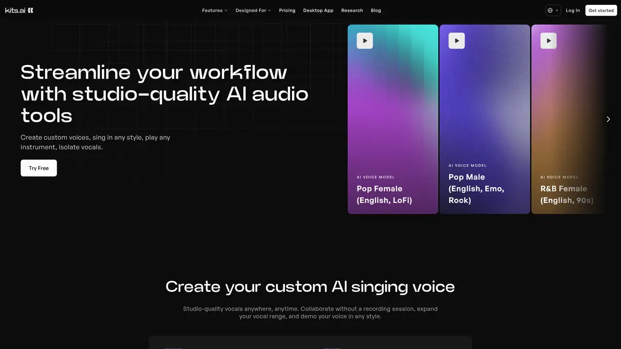 Kits AI website screenshot