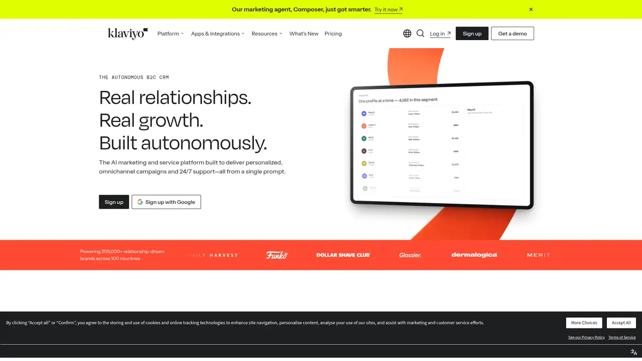 Klaviyo website screenshot