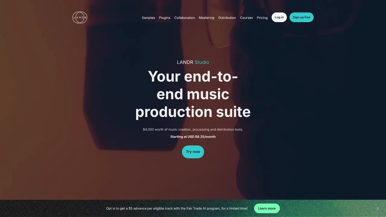 LANDR website screenshot