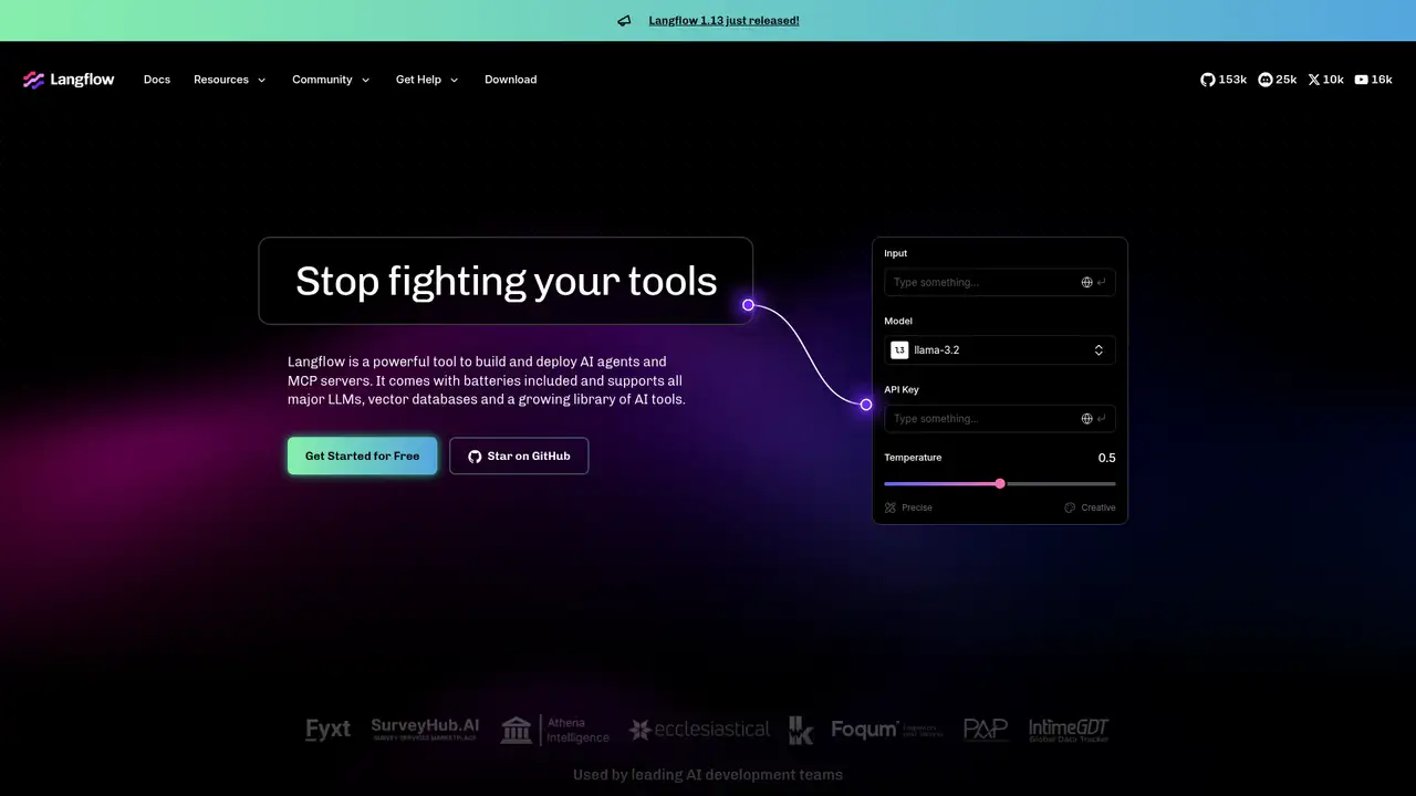 Langflow website screenshot