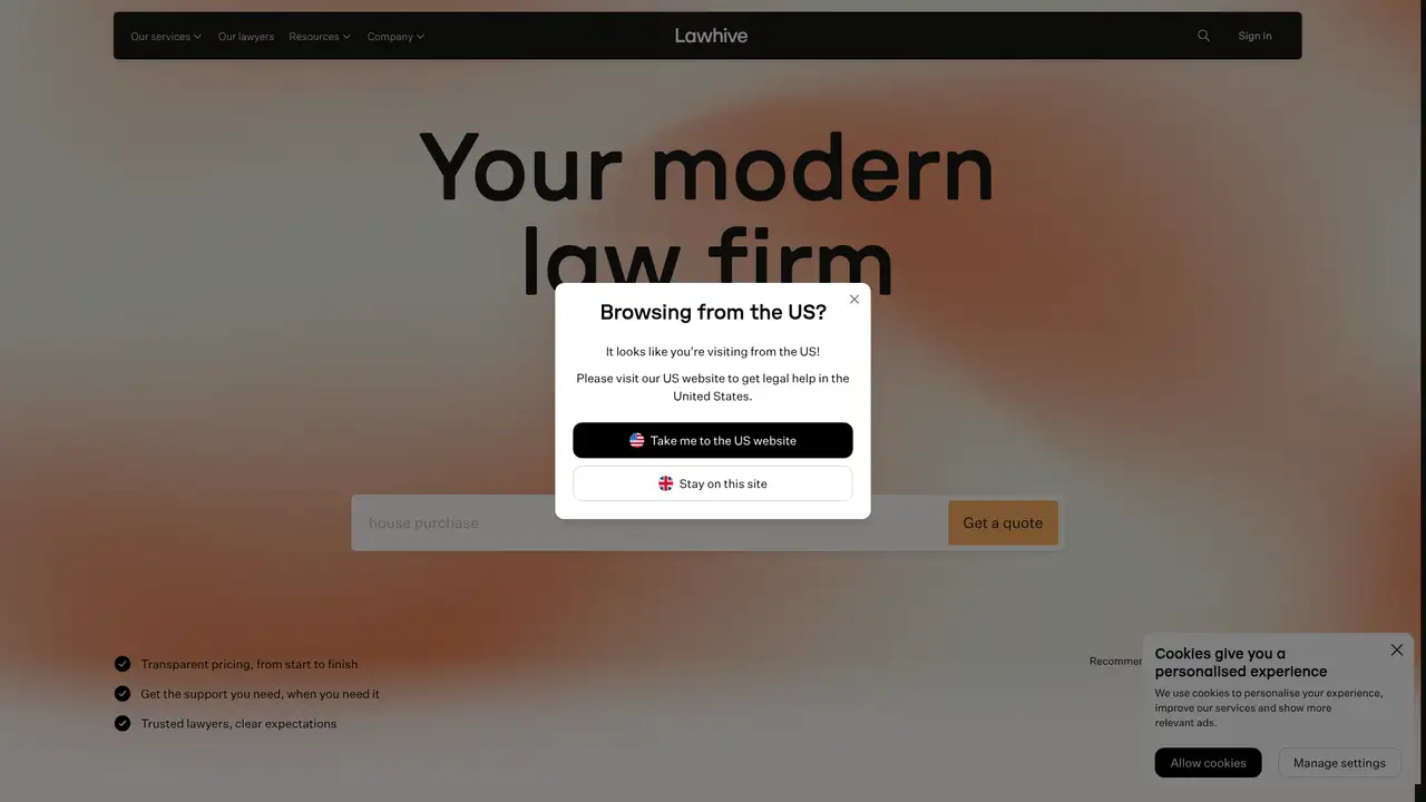 Lawhive website screenshot
