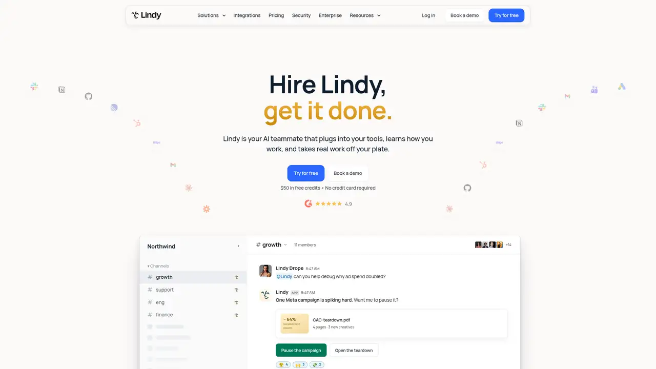 Lindy website screenshot