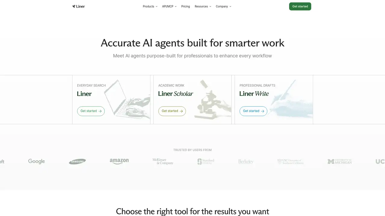 Liner website screenshot