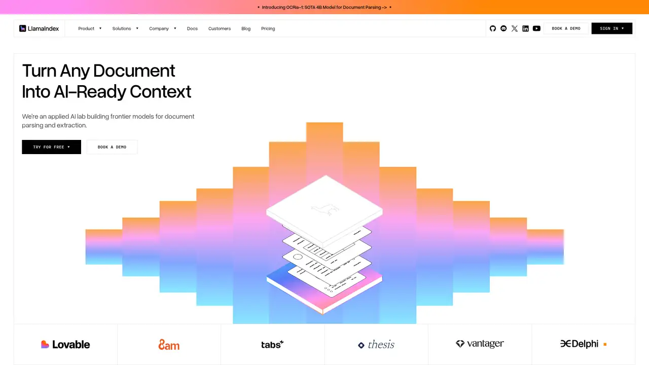 LlamaIndex website screenshot