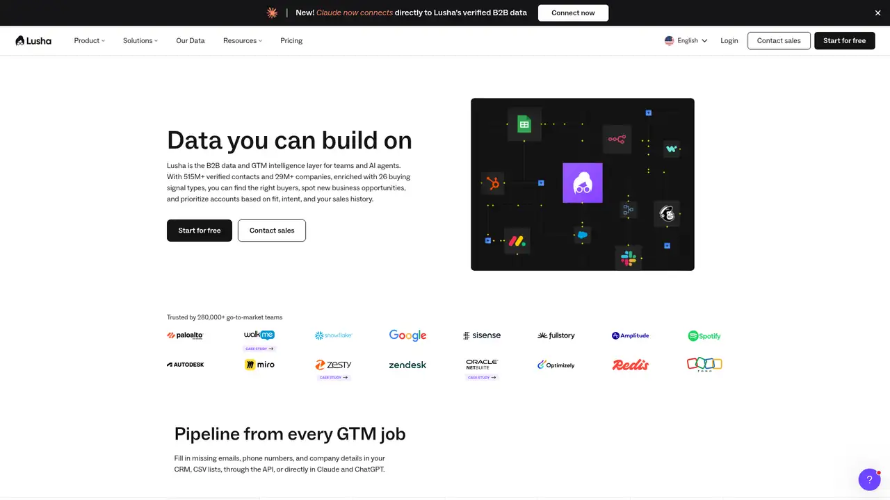 Lusha website screenshot