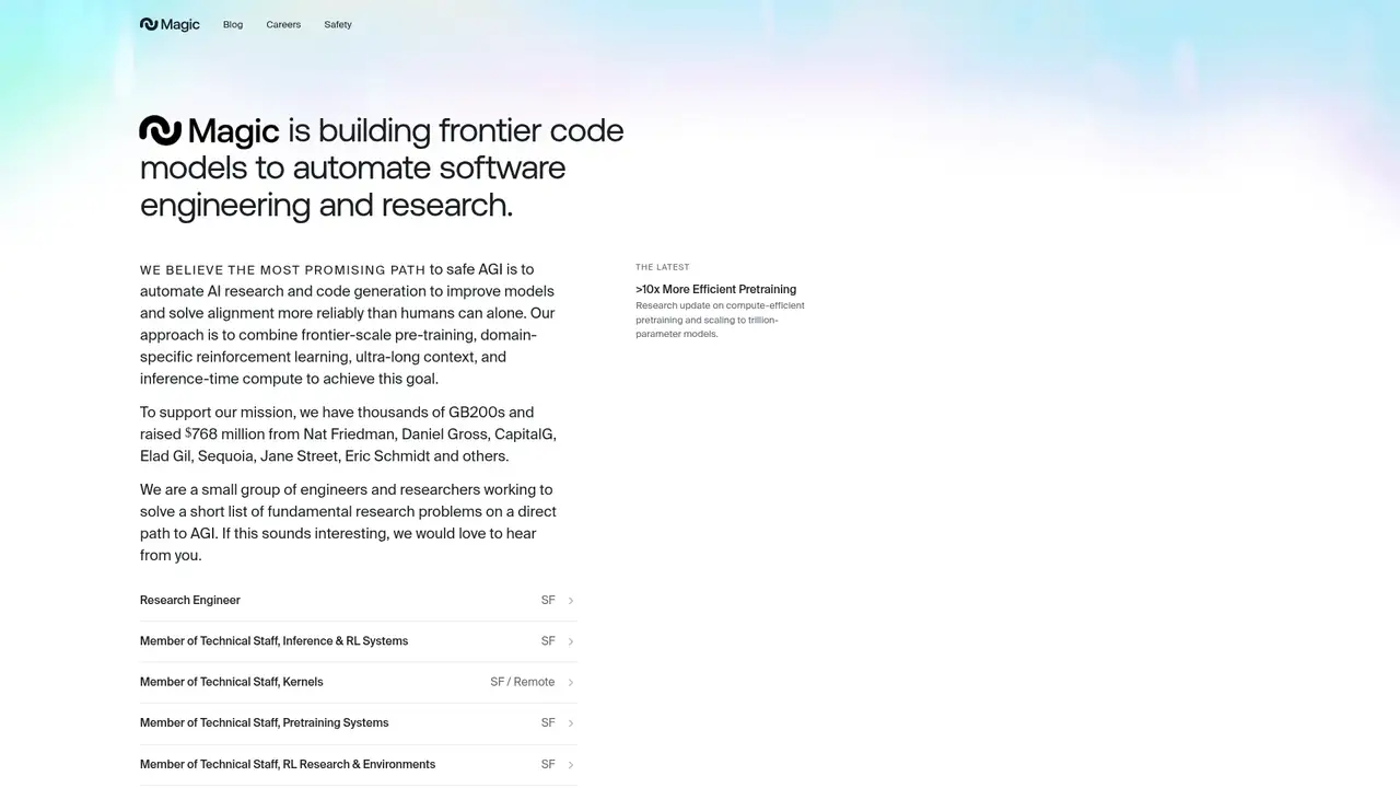 Magic website screenshot