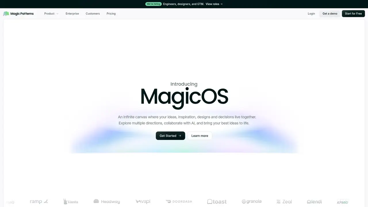 Magic Patterns website screenshot