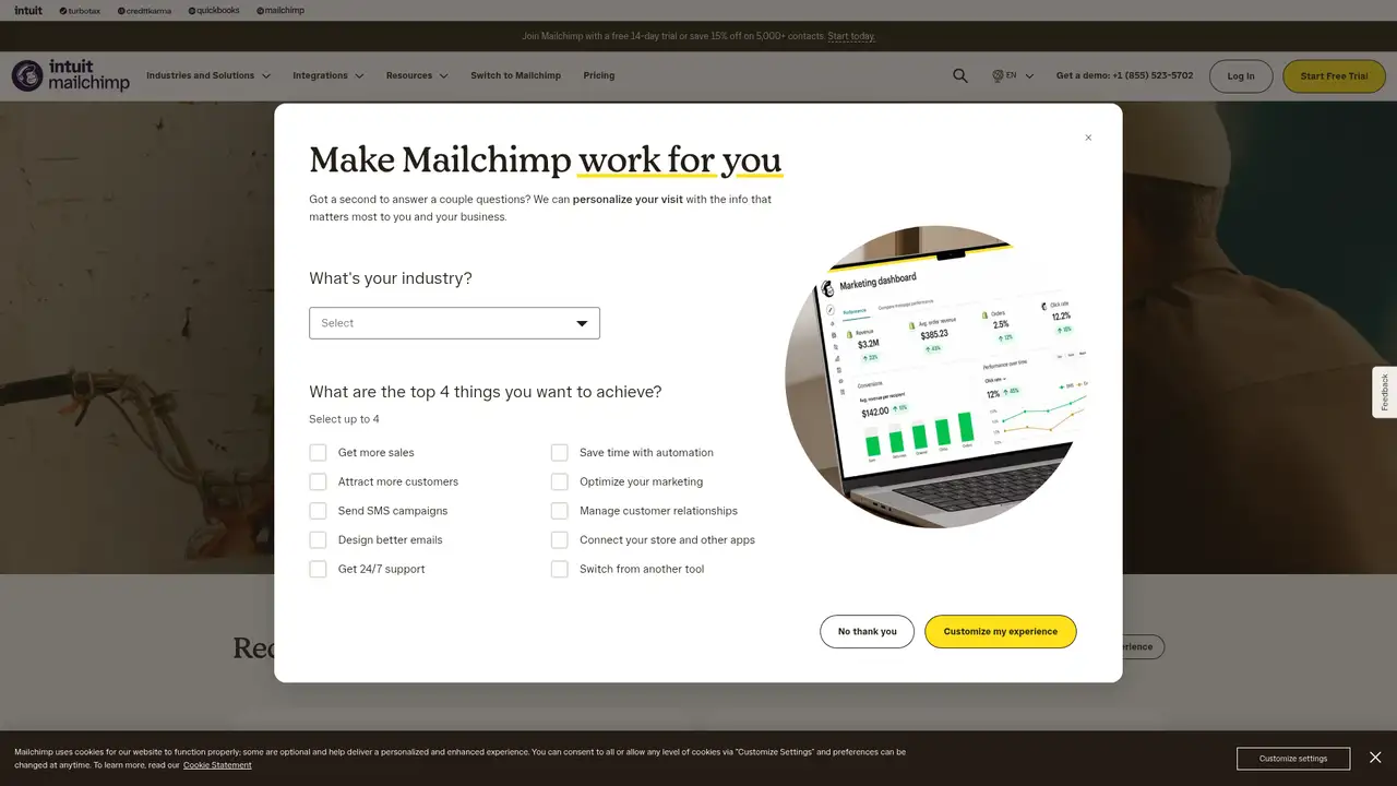 Mailchimp website screenshot