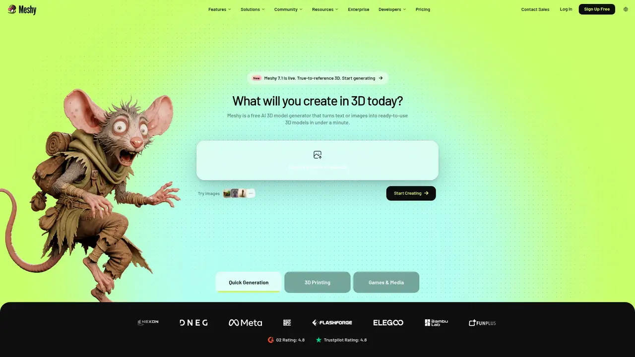 Meshy website screenshot