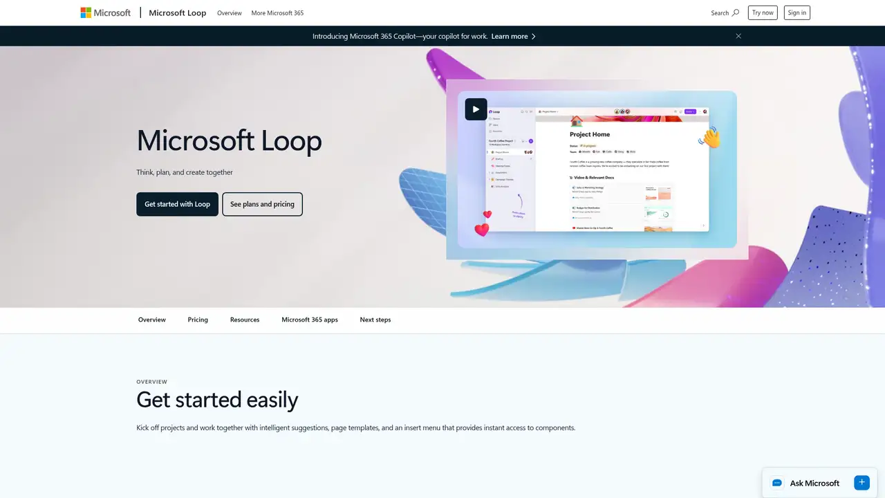 Microsoft Loop website screenshot
