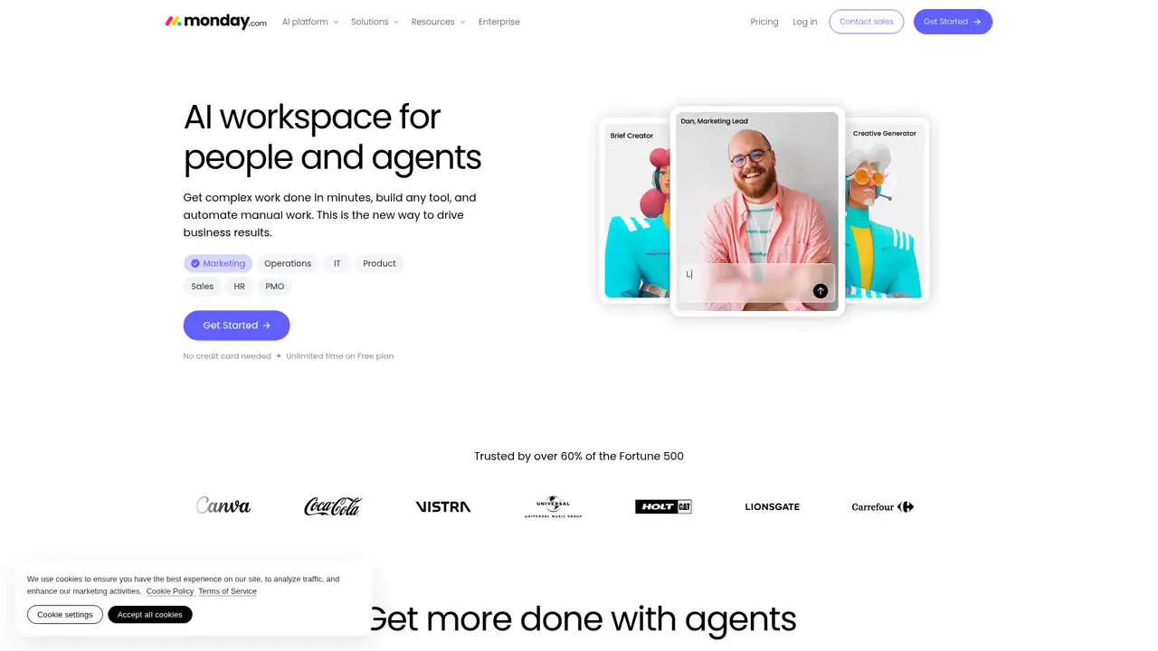 monday.com AI website screenshot