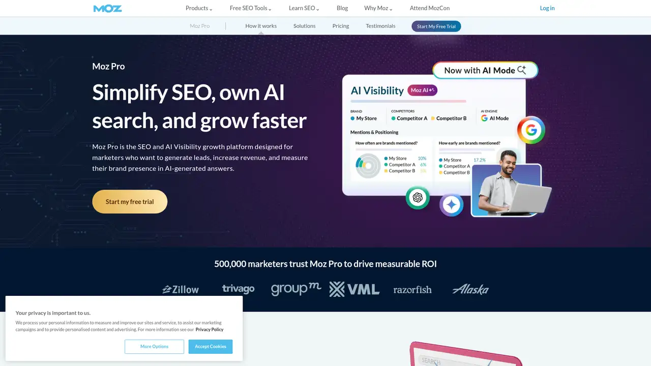 Moz Pro website screenshot