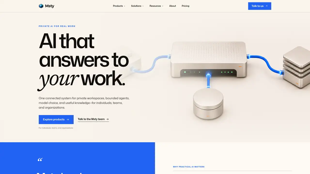 Msty website screenshot