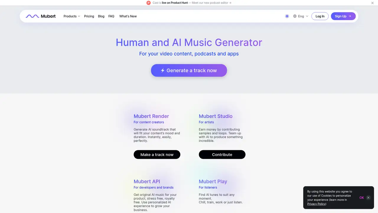 Mubert website screenshot