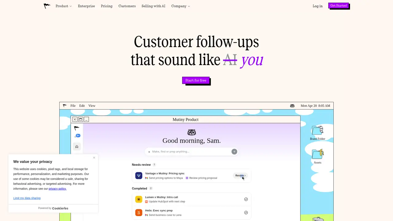 Mutiny website screenshot
