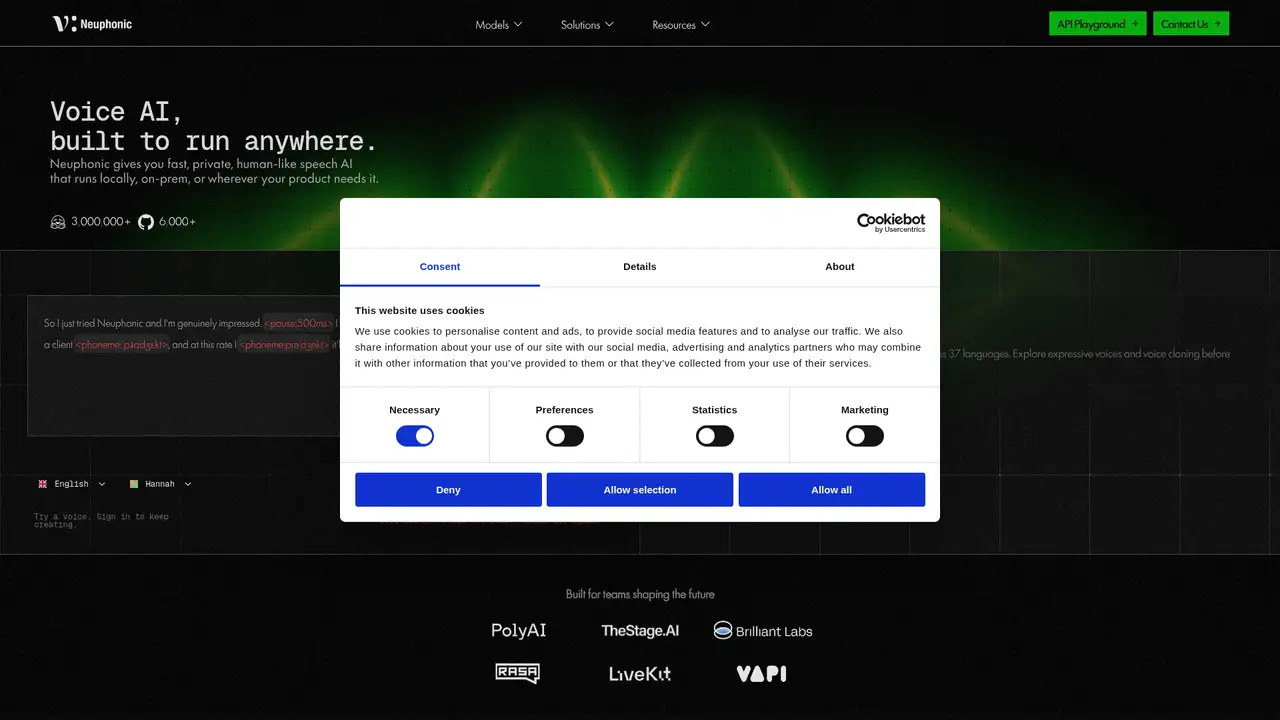 Neuphonic website screenshot