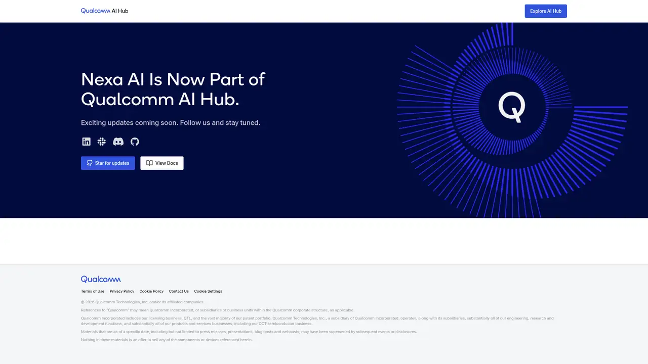 Nexa SDK website screenshot