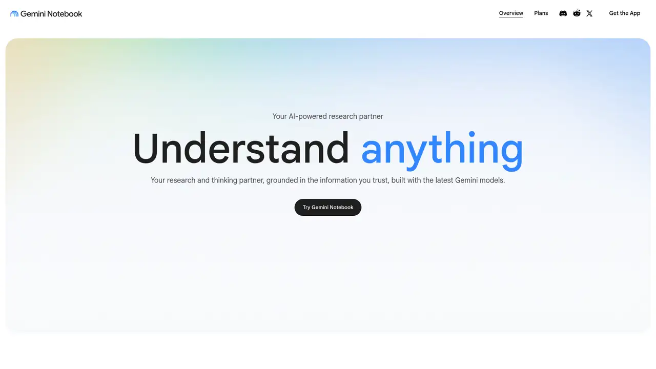NotebookLM website screenshot