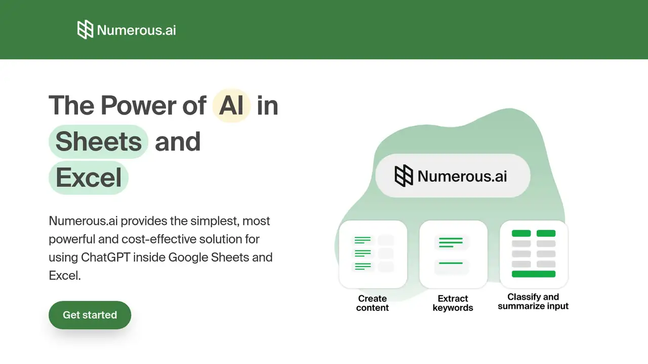 Numerous.ai website screenshot