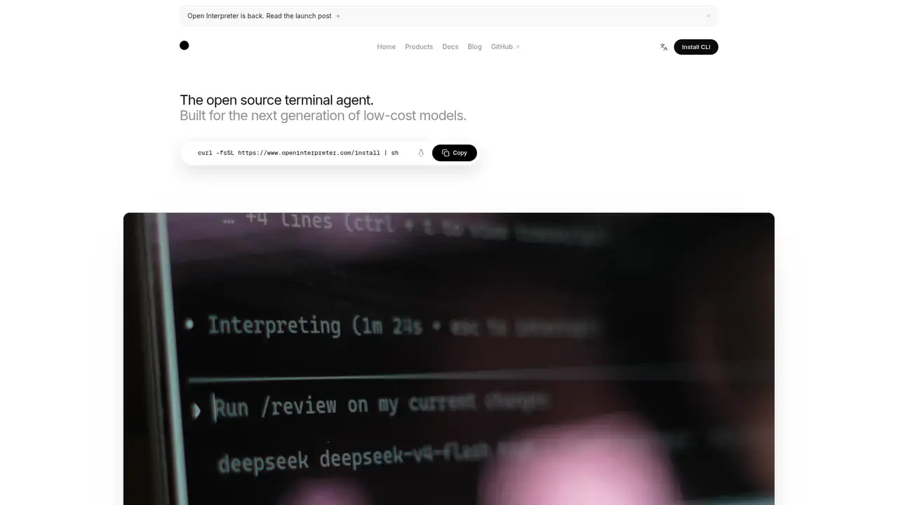 Open Interpreter website screenshot