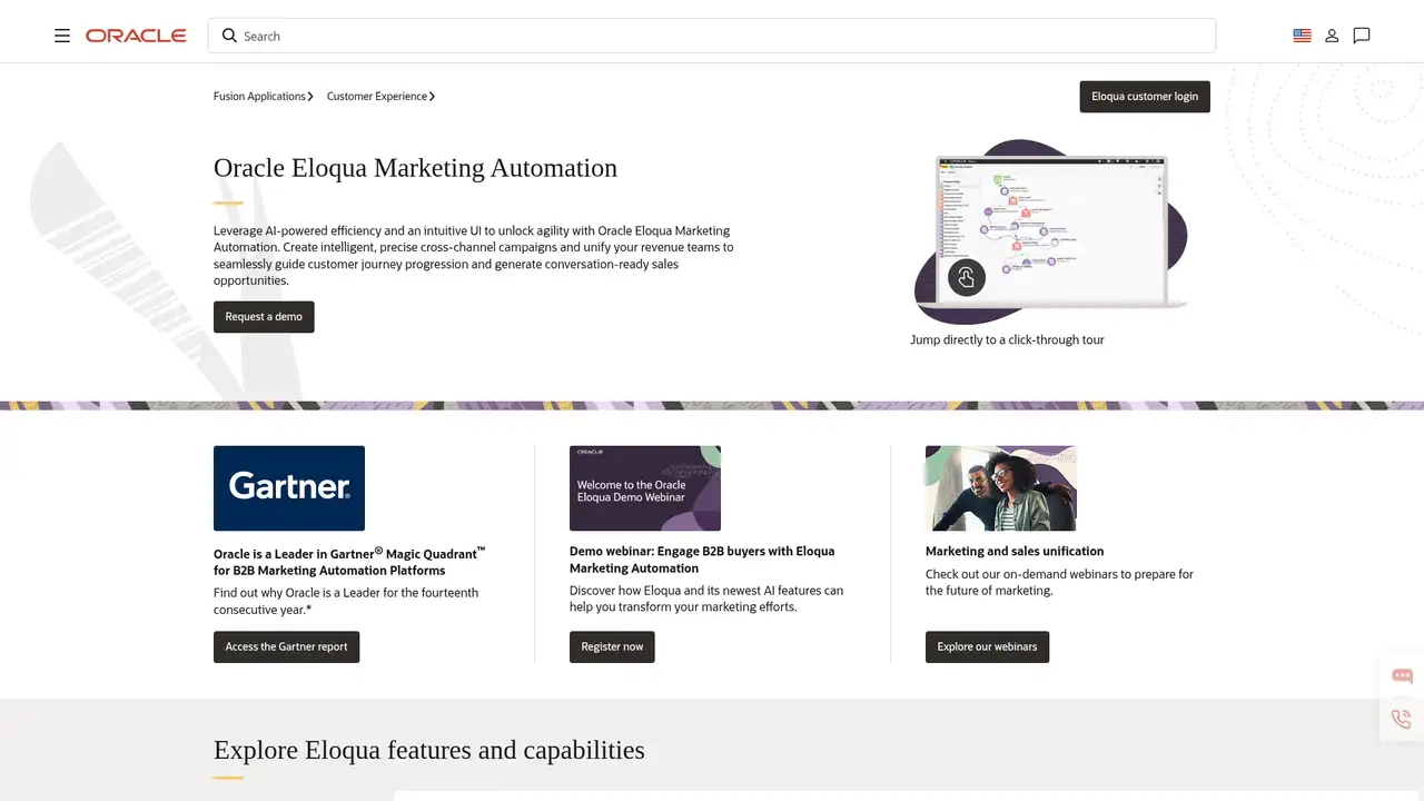 Oracle Eloqua website screenshot