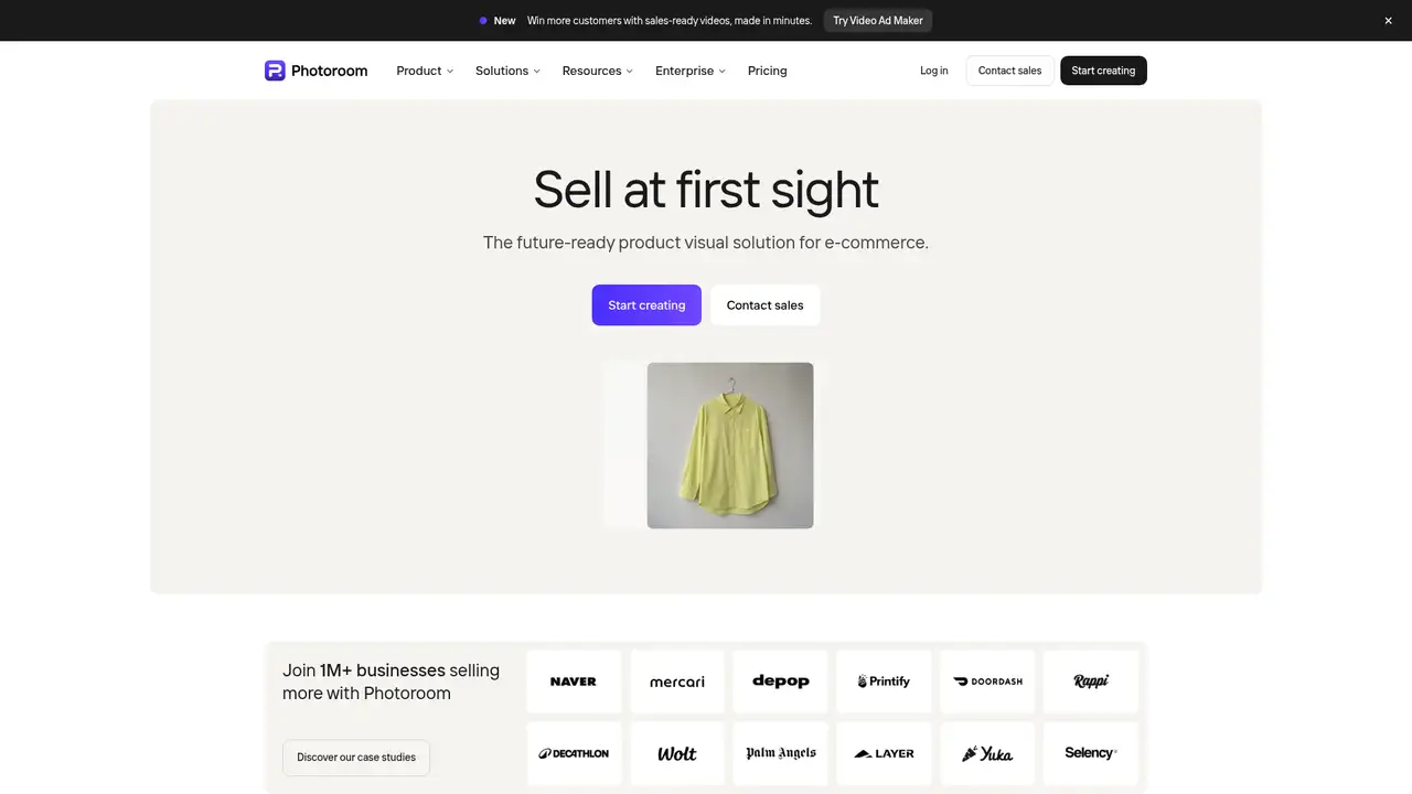 Photoroom website screenshot