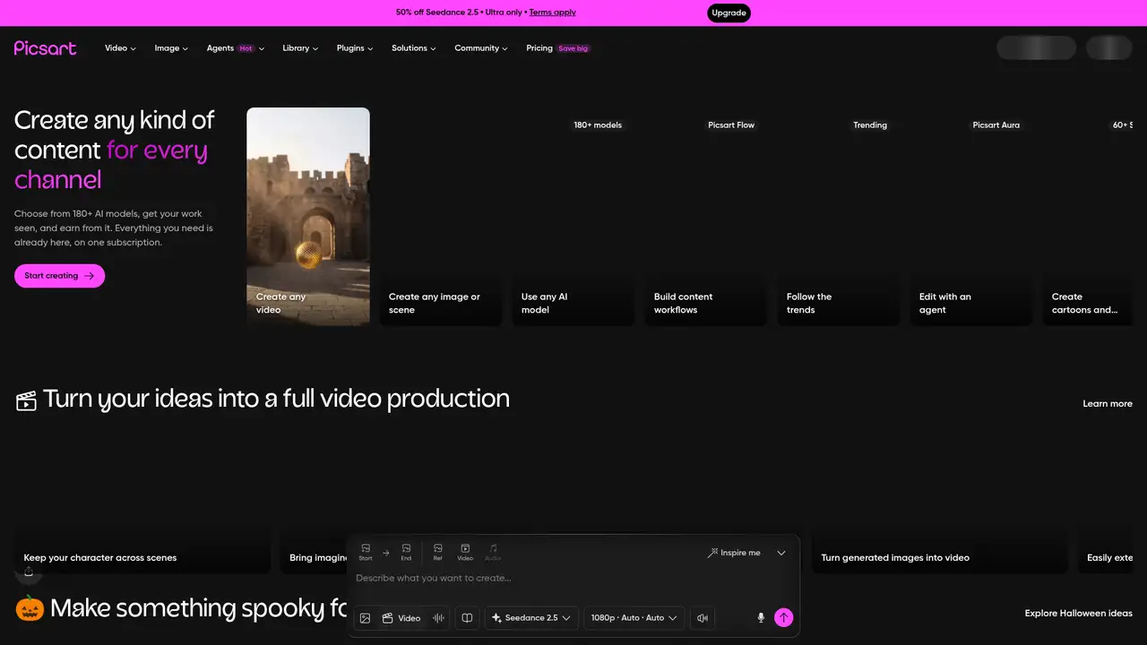 Picsart website screenshot