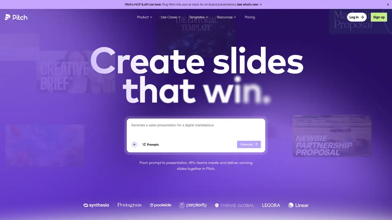Pitch website screenshot