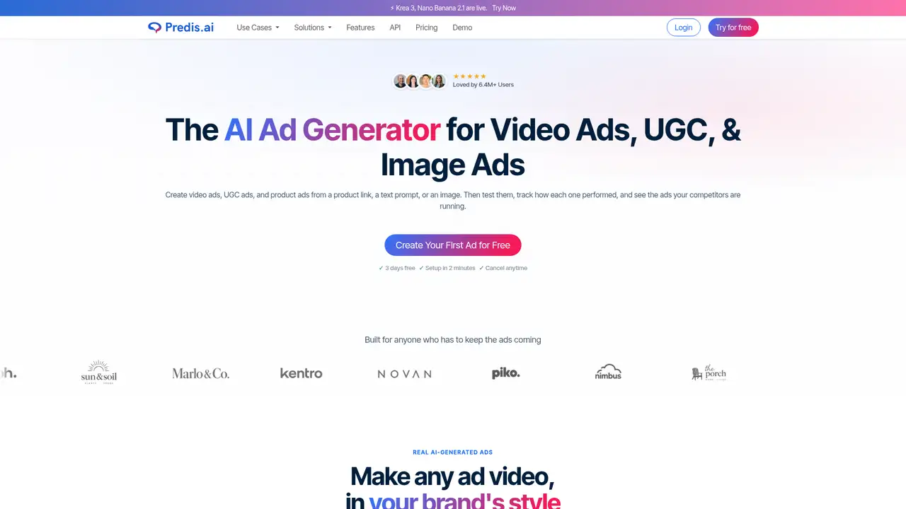 Predis.ai website screenshot