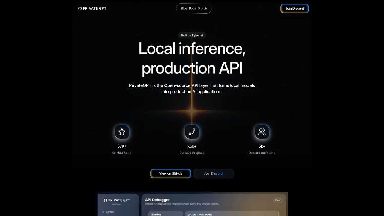 PrivateGPT website screenshot