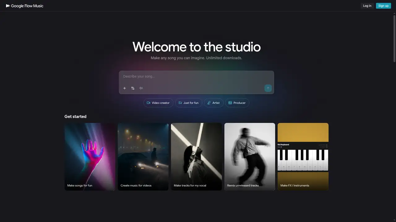 Producer.ai website screenshot
