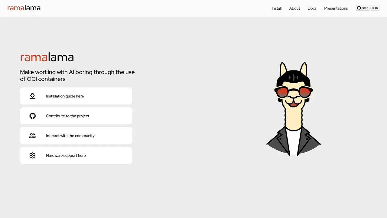 RamaLama website screenshot
