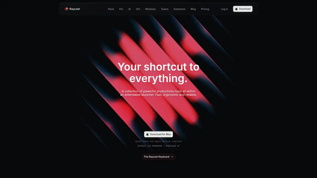 Raycast website screenshot