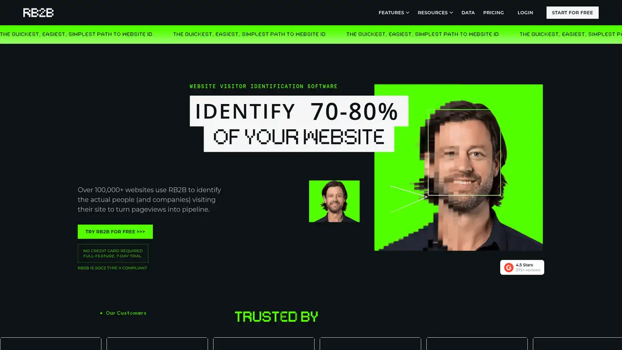 RB2B website screenshot