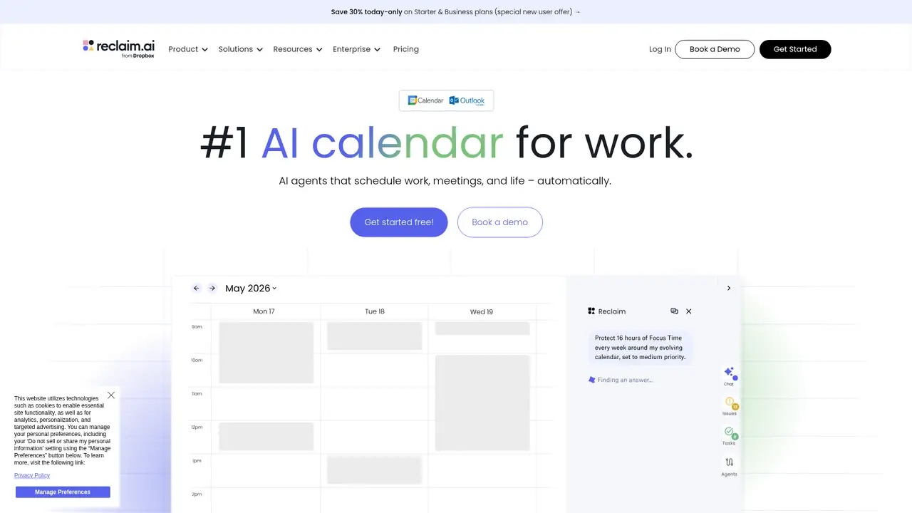Reclaim AI website screenshot