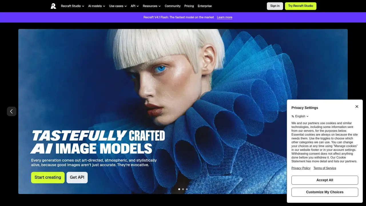Recraft website screenshot