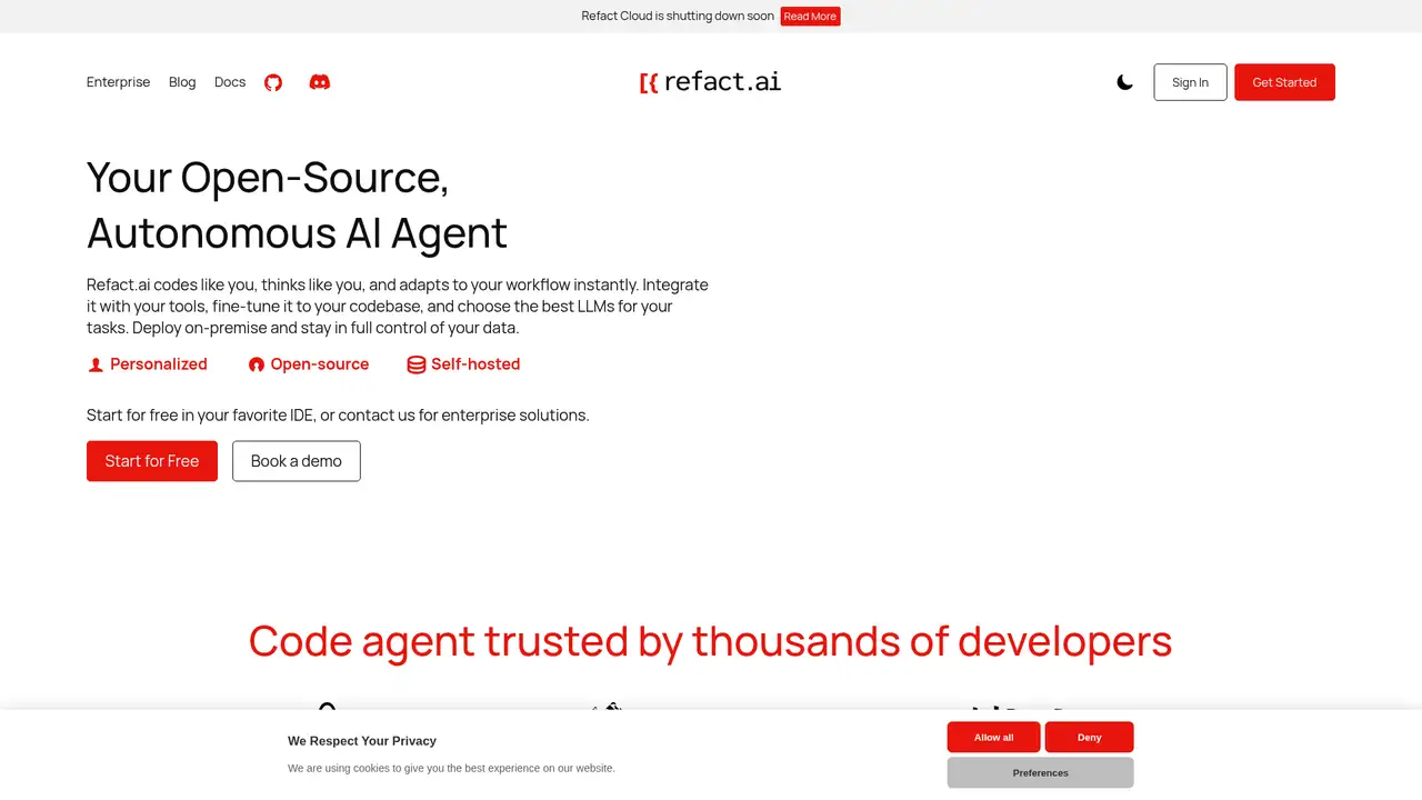 Refact.ai website screenshot