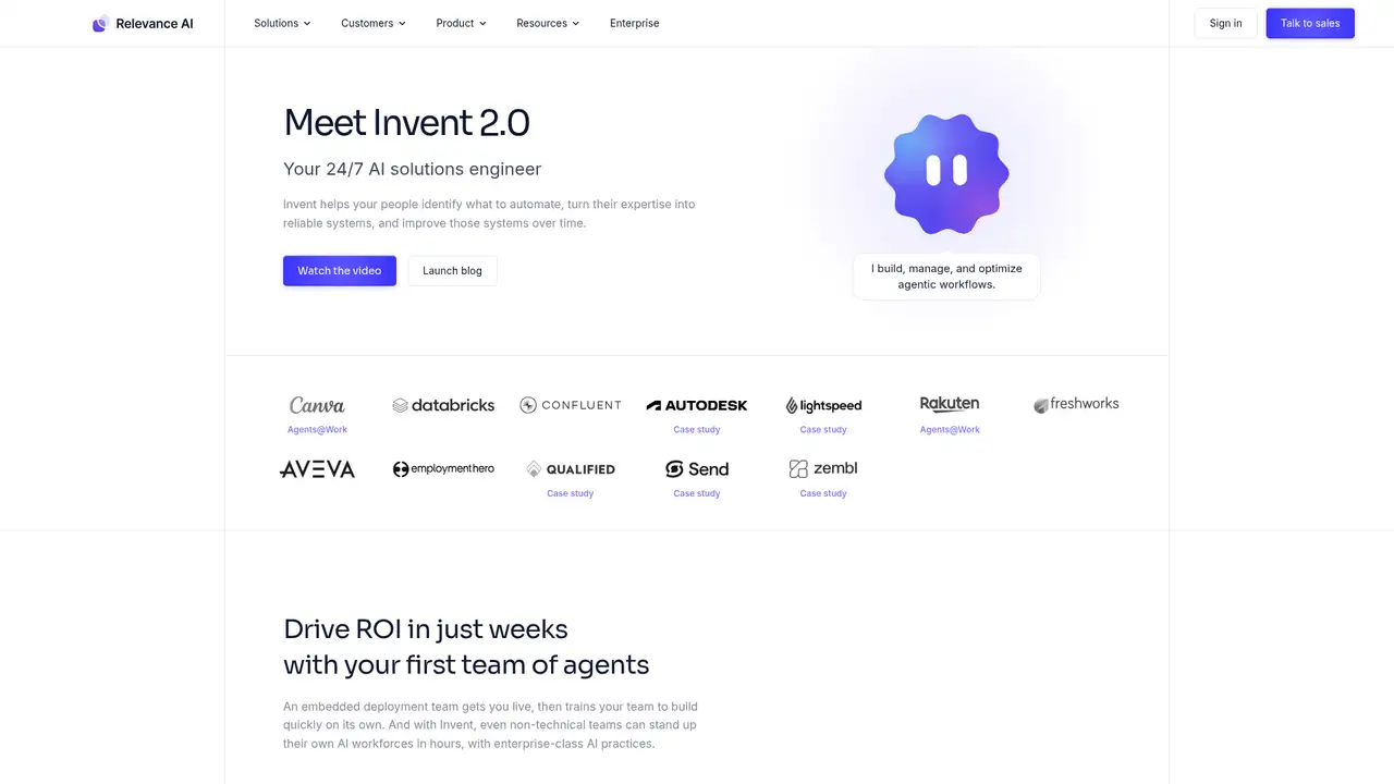Relevance AI website screenshot