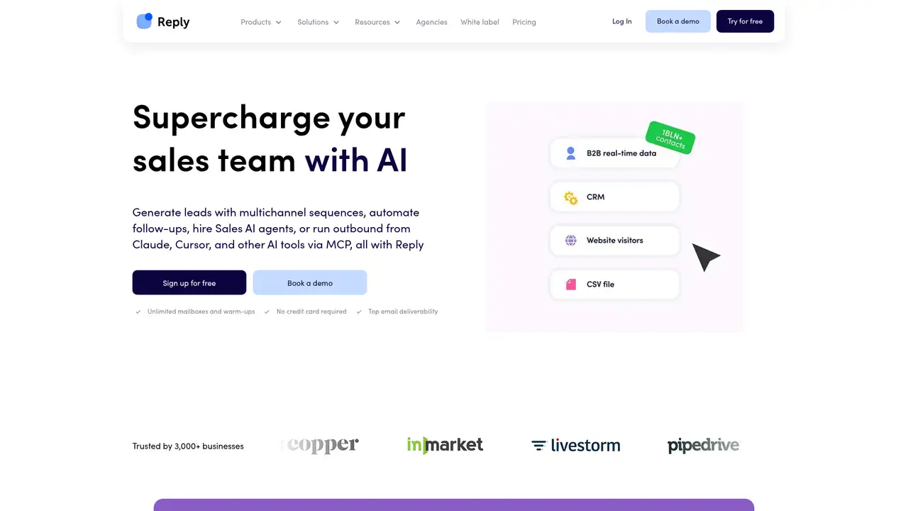 Reply.io website screenshot
