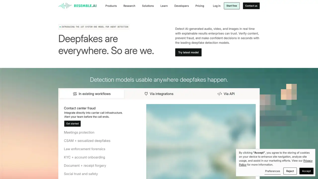 Resemble AI website screenshot