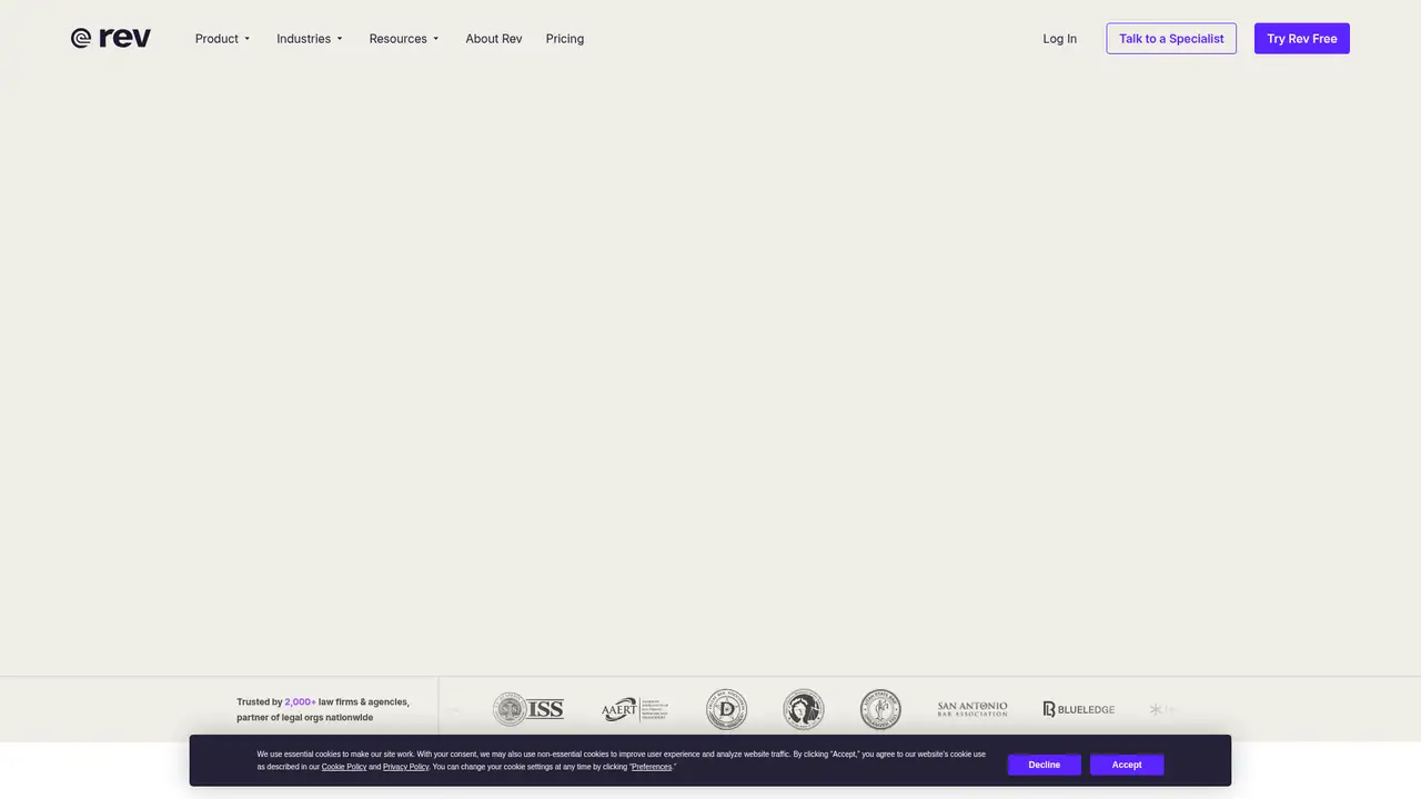 Rev website screenshot