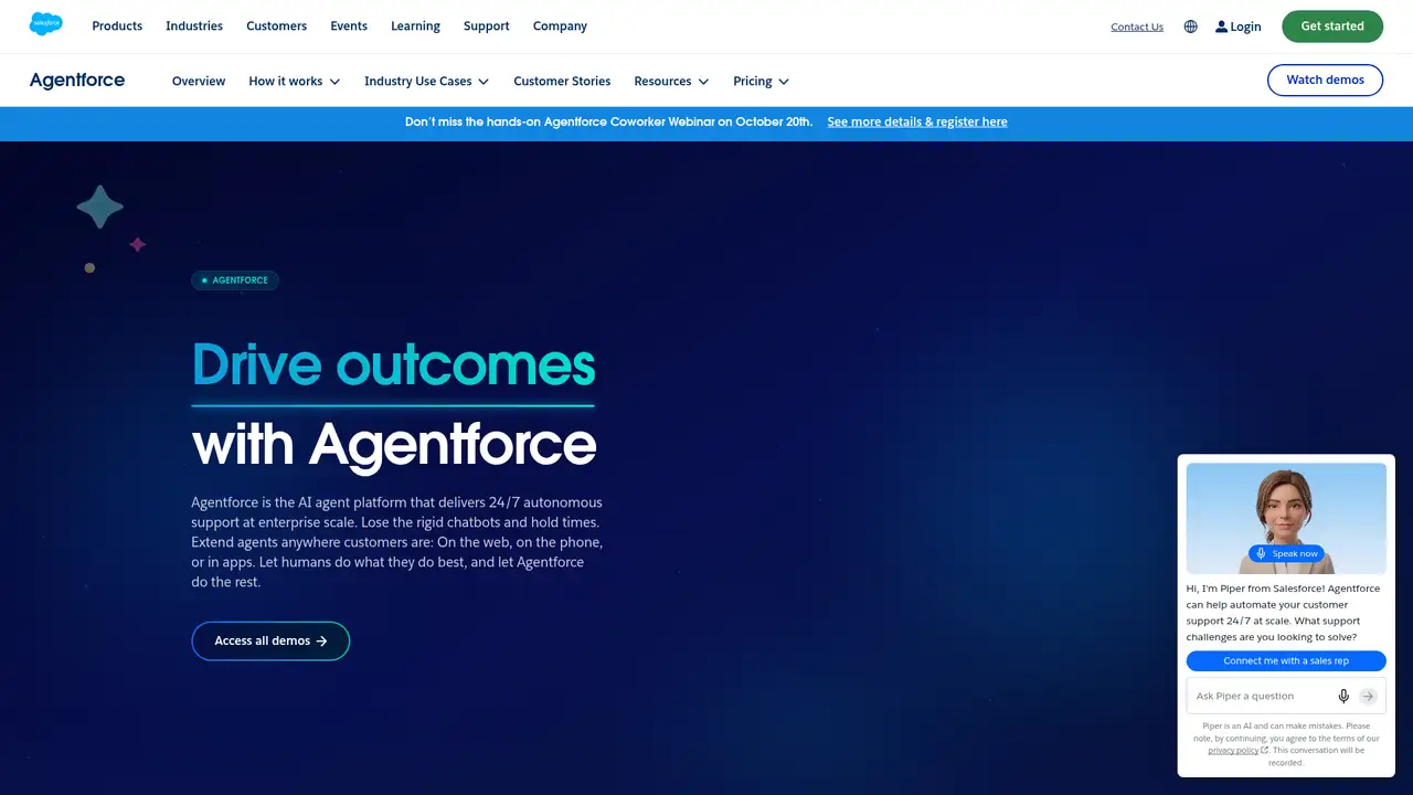 Salesforce Agentforce website screenshot