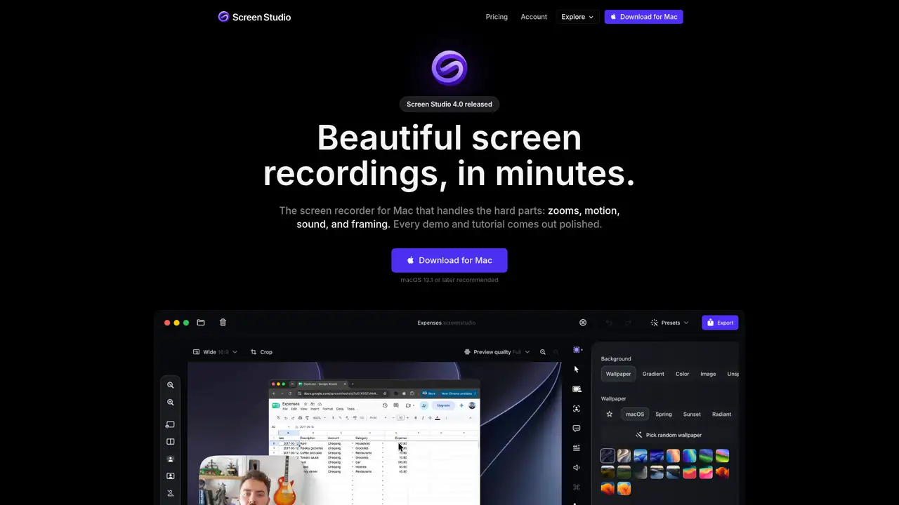 Screen Studio website screenshot