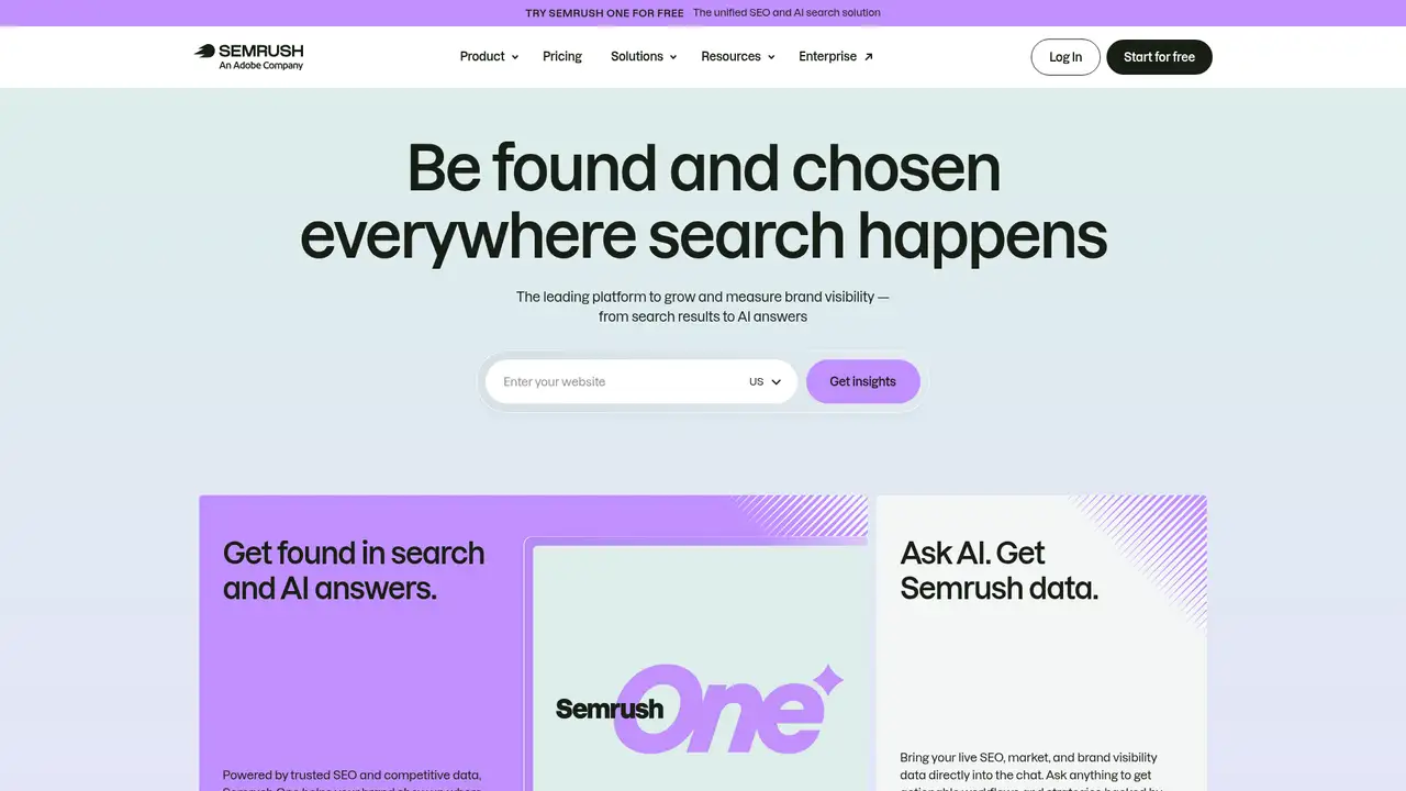 Semrush website screenshot