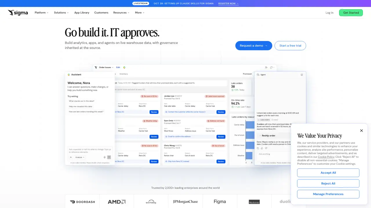 Sigma website screenshot