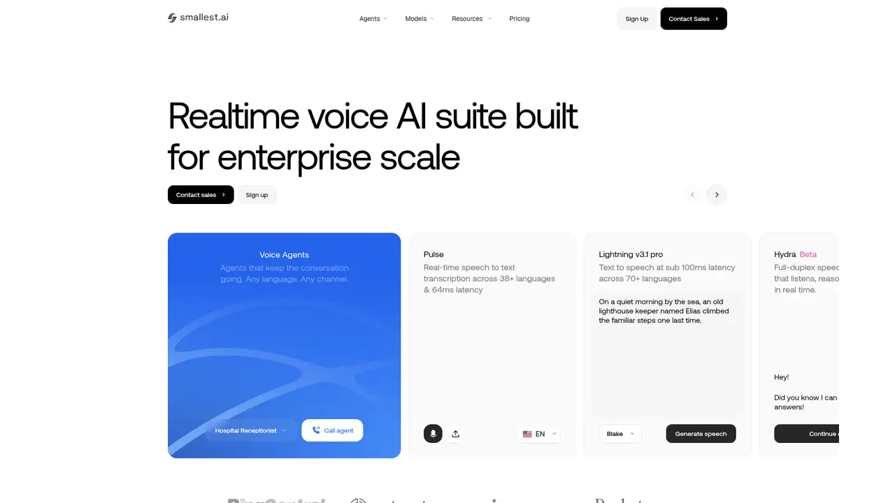 Smallest.ai website screenshot