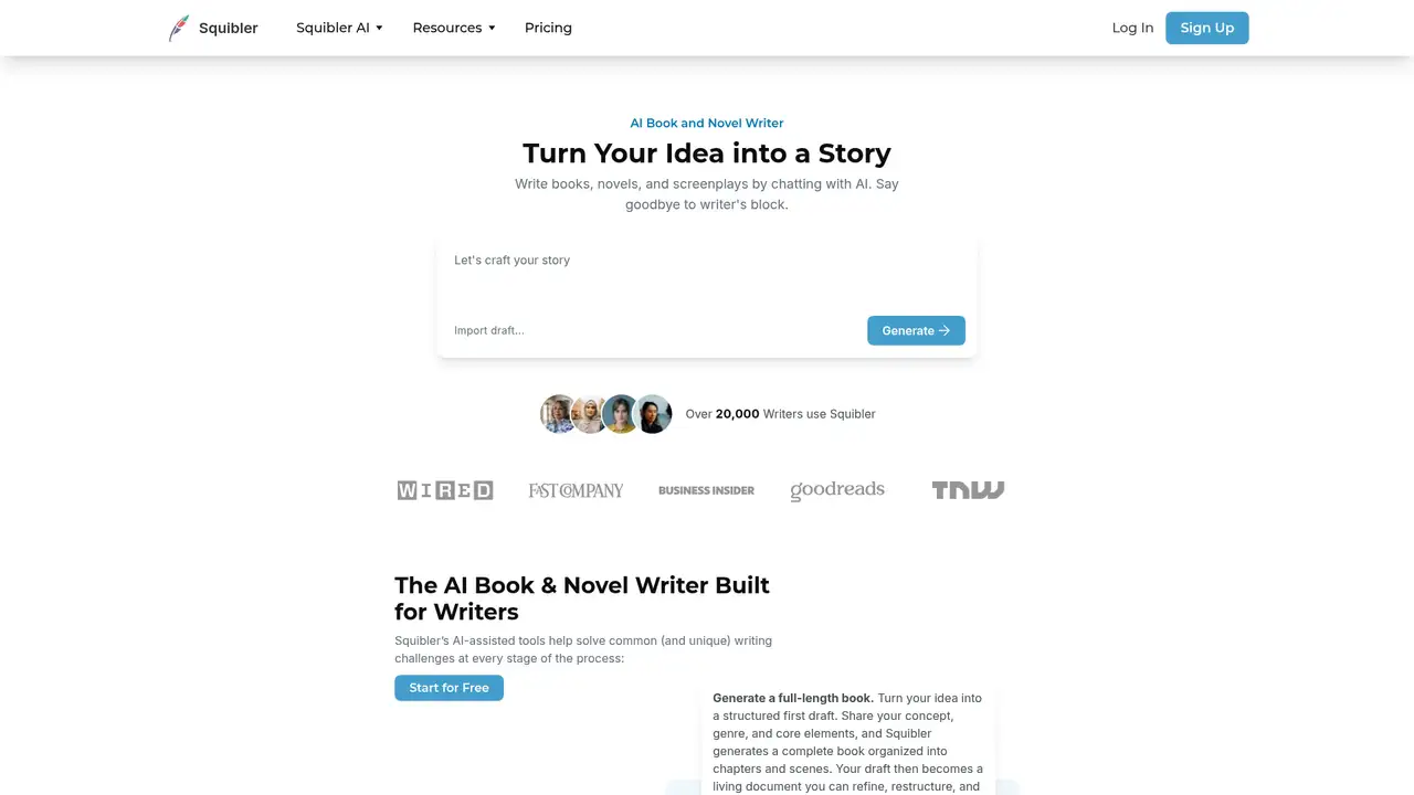 Squibler website screenshot