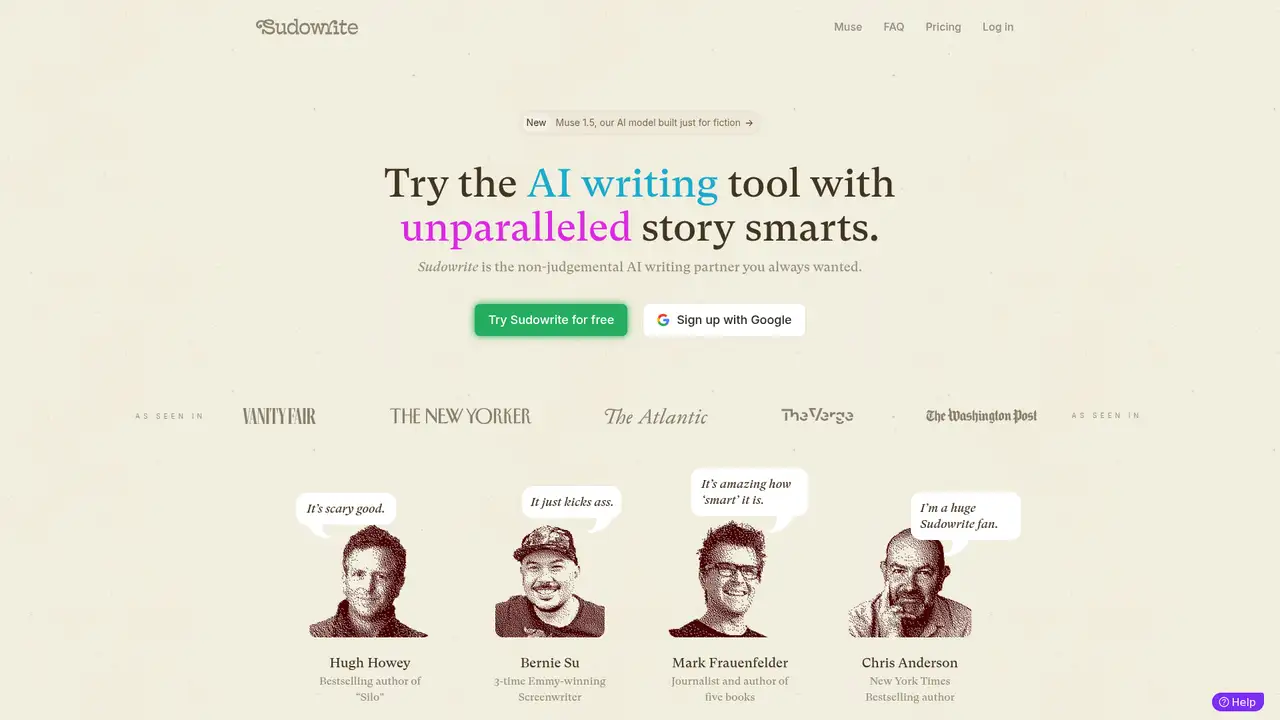 Sudowrite website screenshot