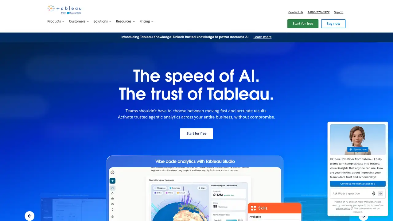 Tableau AI website screenshot