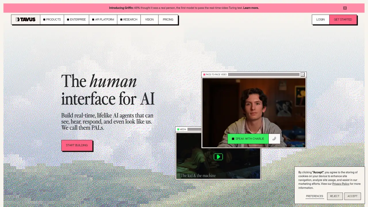 Tavus website screenshot